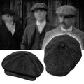 Retro Men’s Newsboy Cap – Classic Herringbone Octagonal Hat, British Style Flat Cap for Autumn & Winter, Vintage Painter Beret