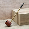 Durable Rosewood Smoking Pipe with Metal Long Stem, Classic Tobacco Pipe