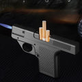 Gun shaped lighter with 3 cigarette cases, dark blue flame gas, cigar lighter