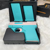 Gun shaped lighter with 3 cigarette cases, dark blue flame gas, cigar lighter