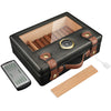 Cigar Humidor, Travel Humidor Box with Glass Top, Humidifier Hygrometer Gauge