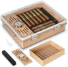 Acrylic Cigar Humidor, Box with Hygrometer, Humidifier and Cedar Wood